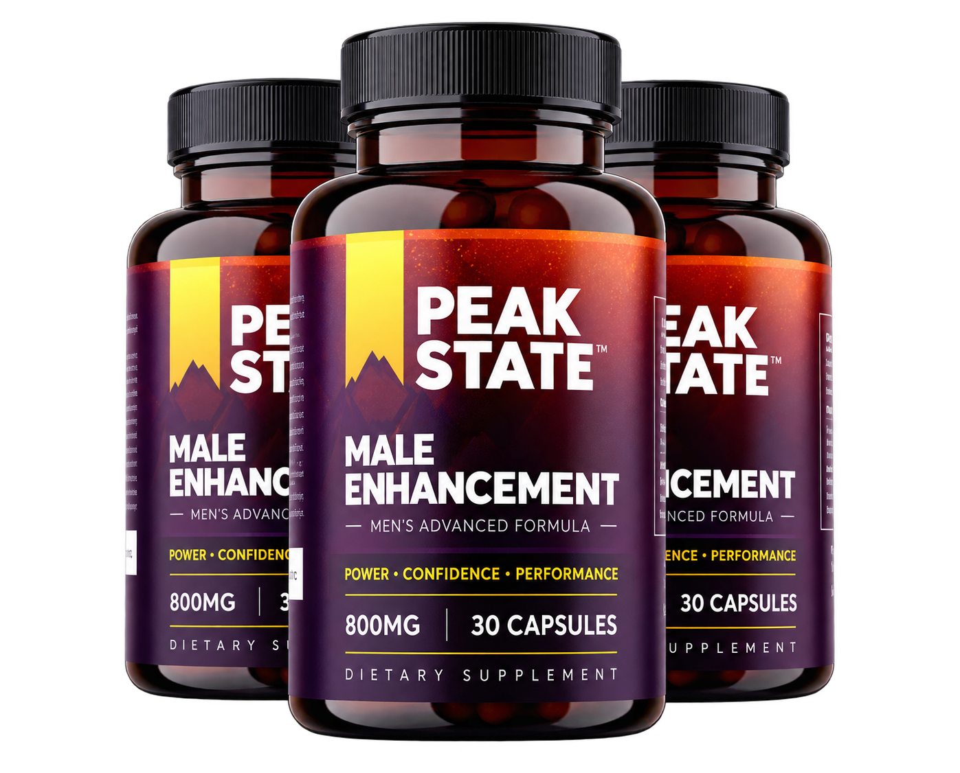 Three bottles of Peak State supplement