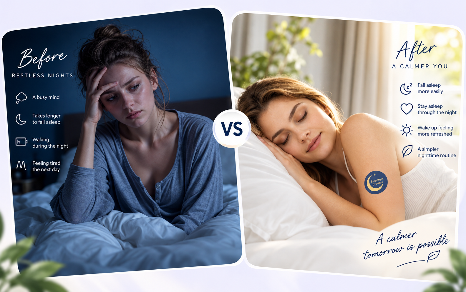 Melara nighttime routine comparison graphic